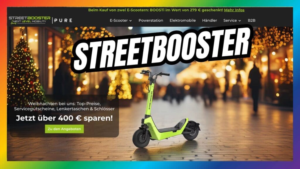 Streetbooster E-Scooter: Top-Angebote für umweltfreundliche Mobilität Streetbooster: E-Scooter mit StVZO-Zulassung, starker Motor, schnelle Akkuladung & Premium-Service. Jetzt mit SH15 günstiger kaufen!