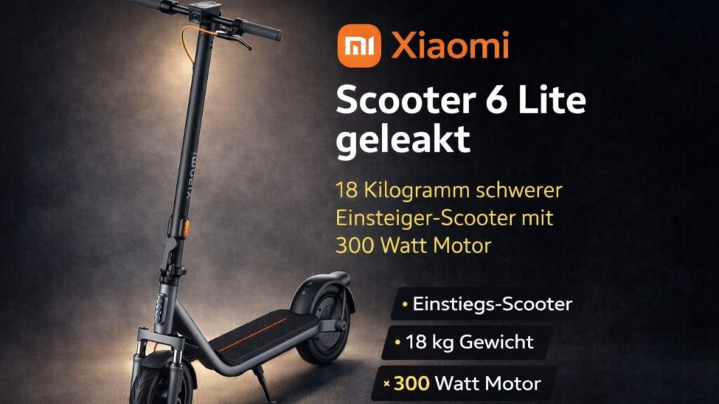Xiaomi Scooter 6 Lite geleakt – Neuer E-Scooter kommt 2026! Xiaomi bringt neuen E-Scooter: Scooter 6 Lite mit bekannten Daten und überraschenden Details. Jetzt alle Infos lesen.